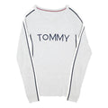 TOMMY HILFIGER Womens Grey Plain Crew Neck Basic Knit Jumper M Cotton Blend
