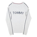 TOMMY HILFIGER Womens Grey Plain Crew Neck Basic Knit Jumper M Cotton Blend