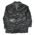 NAUTICA Mens Black Leather Button Jacket XL Smooth Plain Classic Outerwear