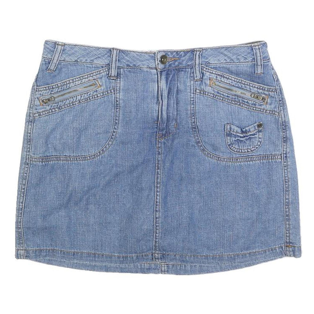 FADED GLORY Womens Blue Denim Mini Cotton Blend Plain Skirt M Casual Streetwear