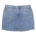 FADED GLORY Womens Blue Denim Mini Cotton Blend Plain Skirt M Casual Streetwear