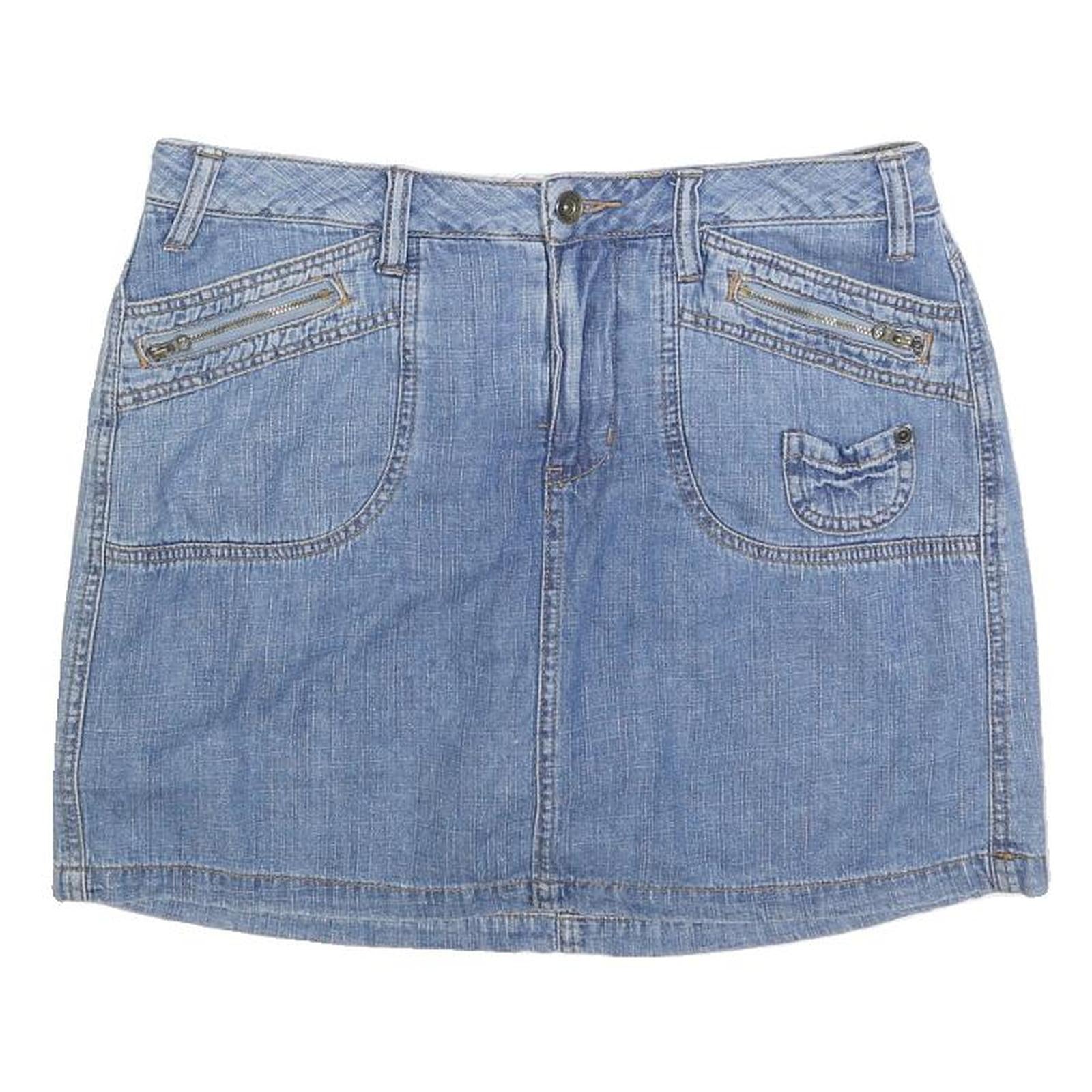 FADED GLORY Womens Blue Denim Mini Cotton Blend Plain Skirt M Casual Streetwear