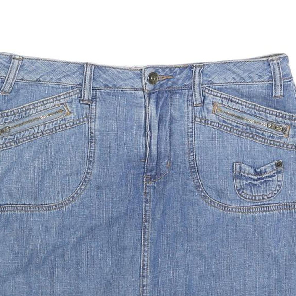 FADED GLORY Womens Blue Denim Mini Cotton Blend Plain Skirt M Casual Streetwear