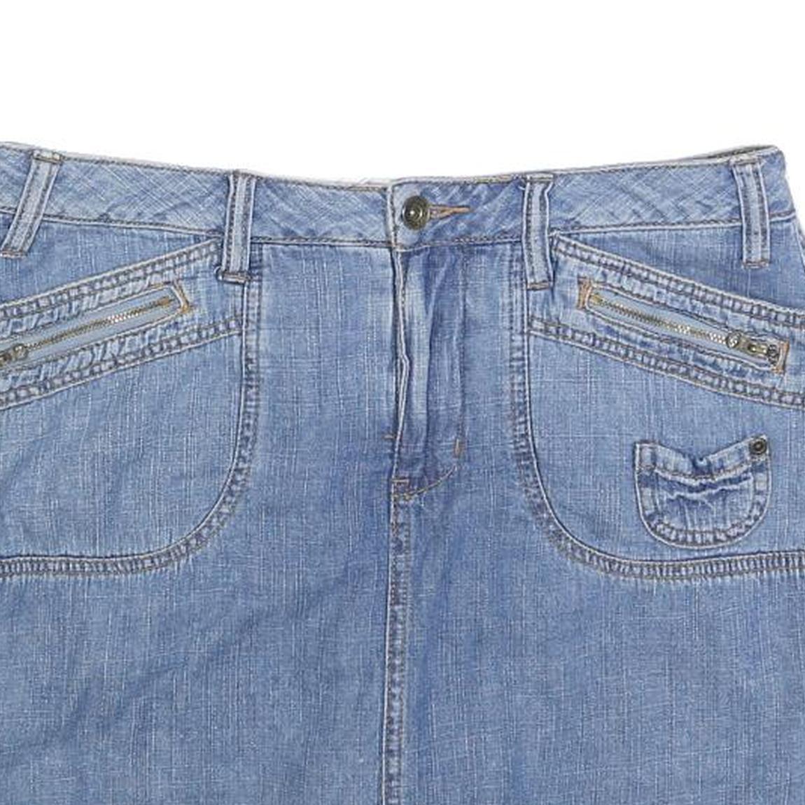 FADED GLORY Womens Blue Denim Mini Cotton Blend Plain Skirt M Casual Streetwear