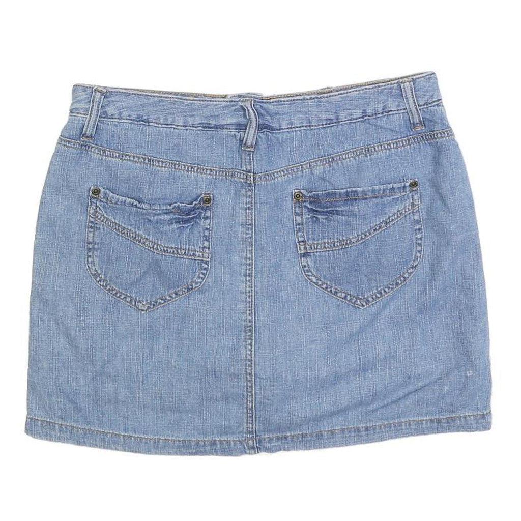 FADED GLORY Womens Blue Denim Mini Cotton Blend Plain Skirt M Casual Streetwear
