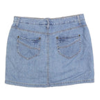 FADED GLORY Womens Blue Denim Mini Cotton Blend Plain Skirt M Casual Streetwear
