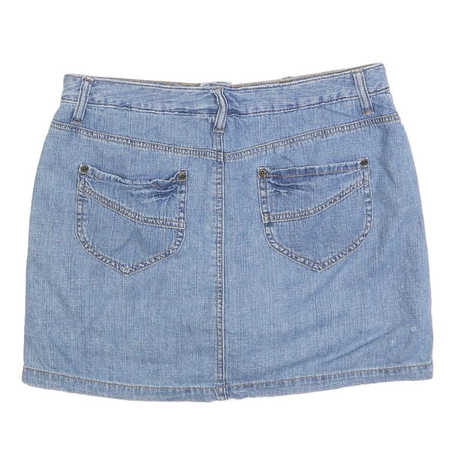 FADED GLORY Womens Blue Denim Mini Cotton Blend Plain Skirt M Casual Streetwear