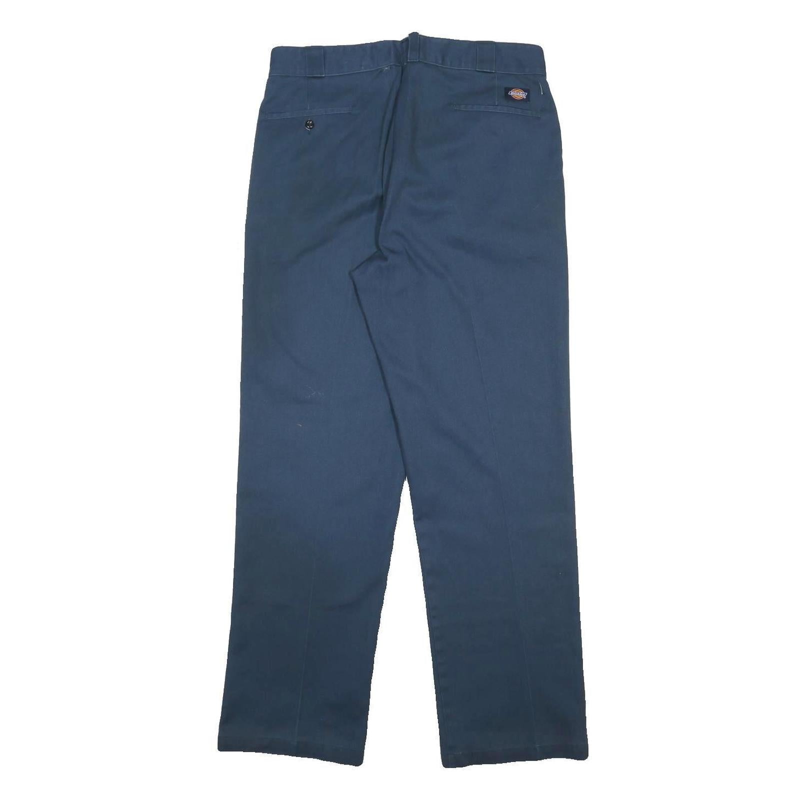 DICKIES Mens Navy Blue Regular Fit Straight Leg Trousers W33 L31 Workwear Casual