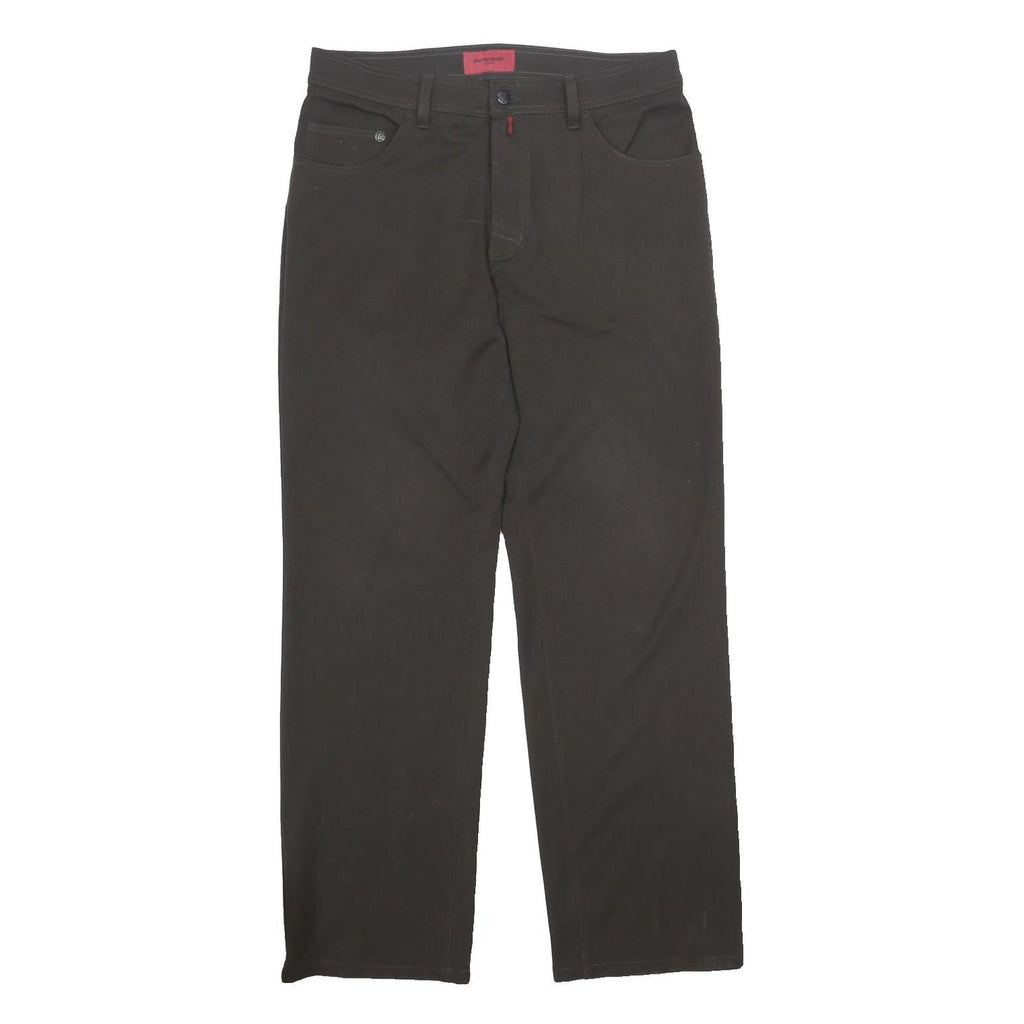 PIERRE CARDIN Mens Polyester Blend Black Regular Straight Trousers W36 L34