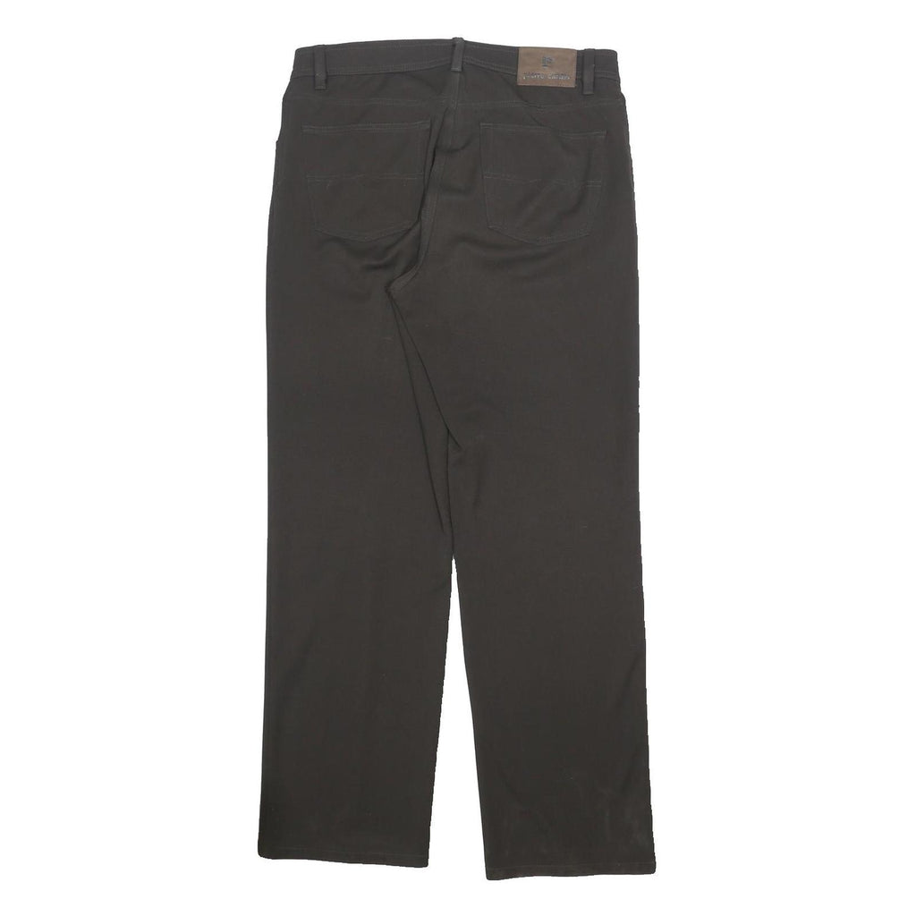 PIERRE CARDIN Mens Polyester Blend Black Regular Straight Trousers W36 L34