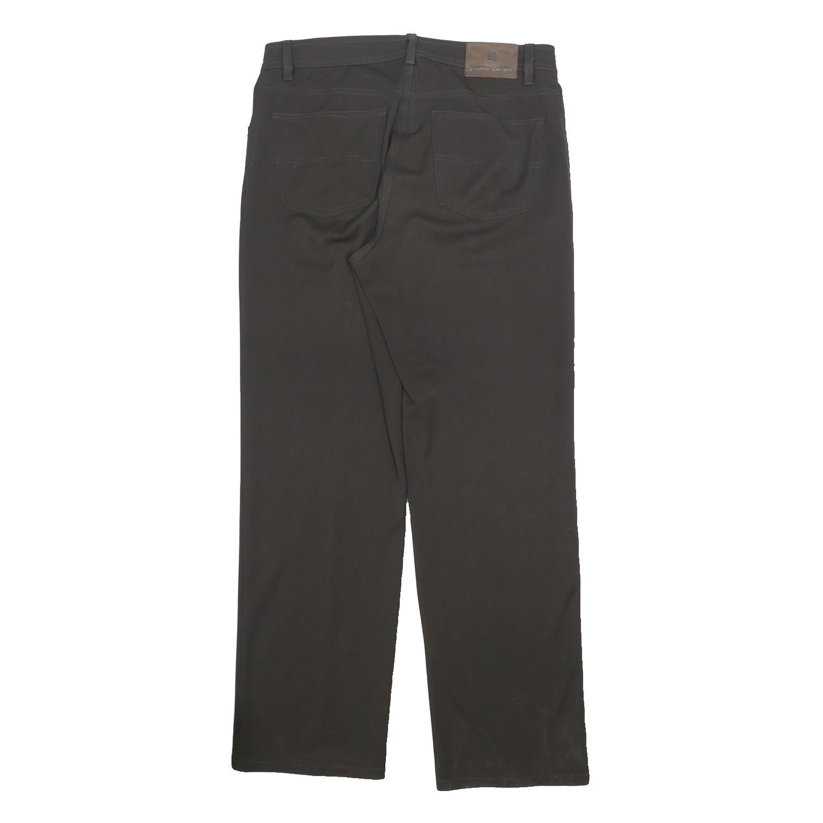 PIERRE CARDIN Mens Polyester Blend Black Regular Straight Trousers W36 L34