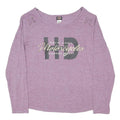 HARLEY DAVIDSON Womens Purple Cotton Blend Long Sleeve Round Neck XL Moto Top