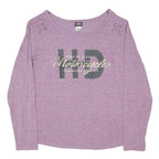 HARLEY DAVIDSON Womens Purple Cotton Blend Long Sleeve Round Neck XL Moto Top