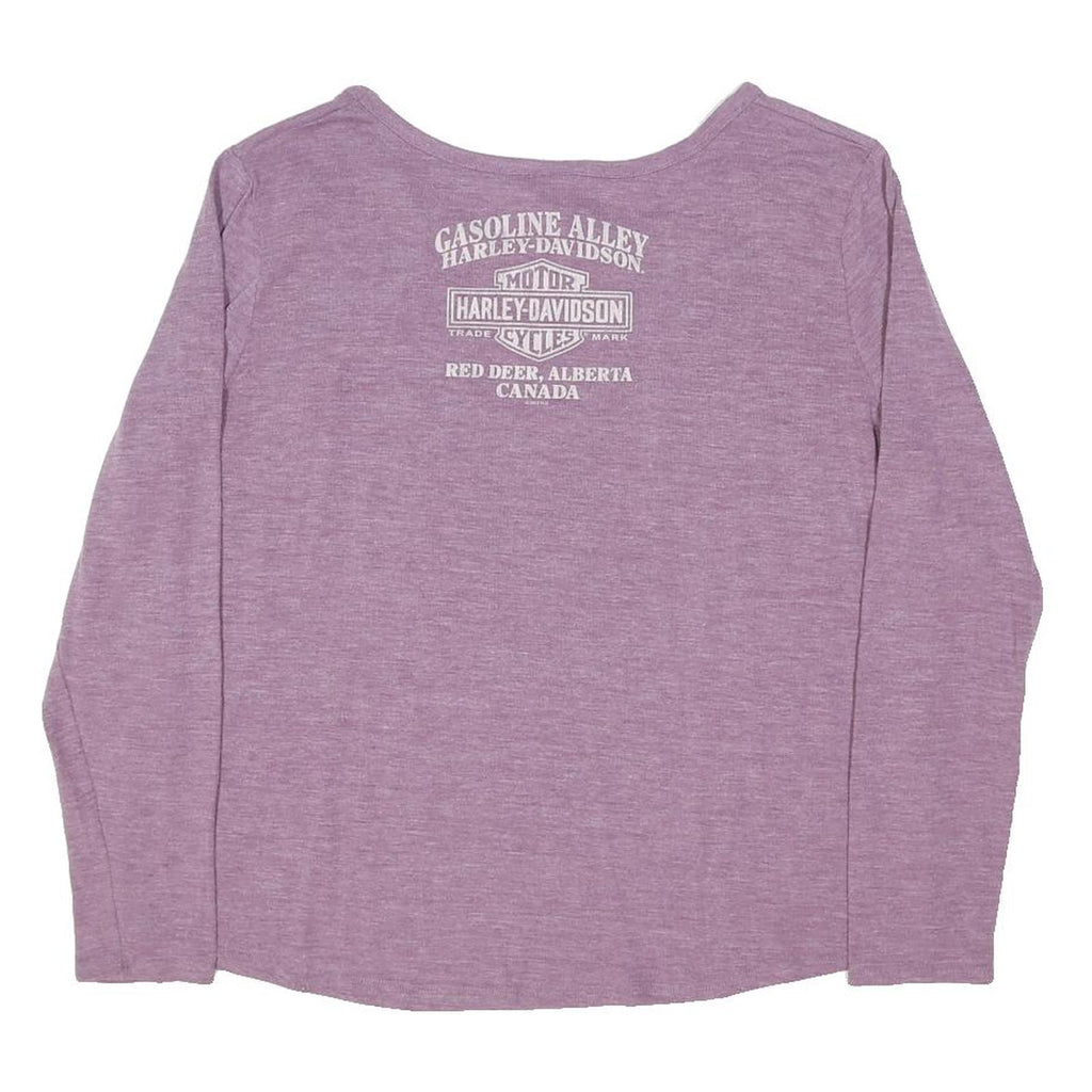 HARLEY DAVIDSON Womens Purple Cotton Blend Long Sleeve Round Neck XL Moto Top