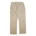 CARHARTT Mens Relaxed Beige Cotton Blend Zip Trousers W34 L29 Workwear Casual