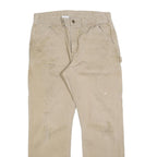 CARHARTT Mens Relaxed Beige Cotton Blend Zip Trousers W34 L29 Workwear Casual