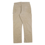 CARHARTT Mens Relaxed Beige Cotton Blend Zip Trousers W34 L29 Workwear Casual