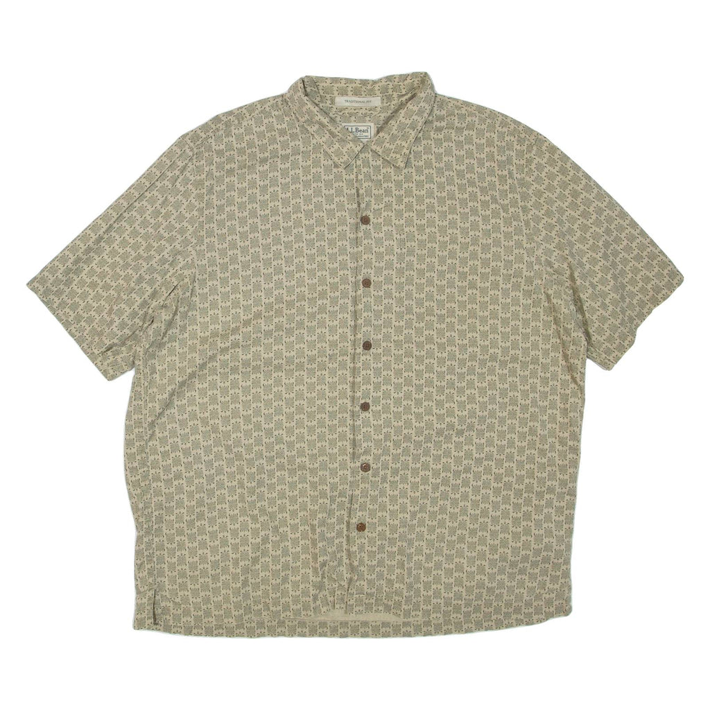 L.L.BEAN Mens Shirt Beige Spotted L