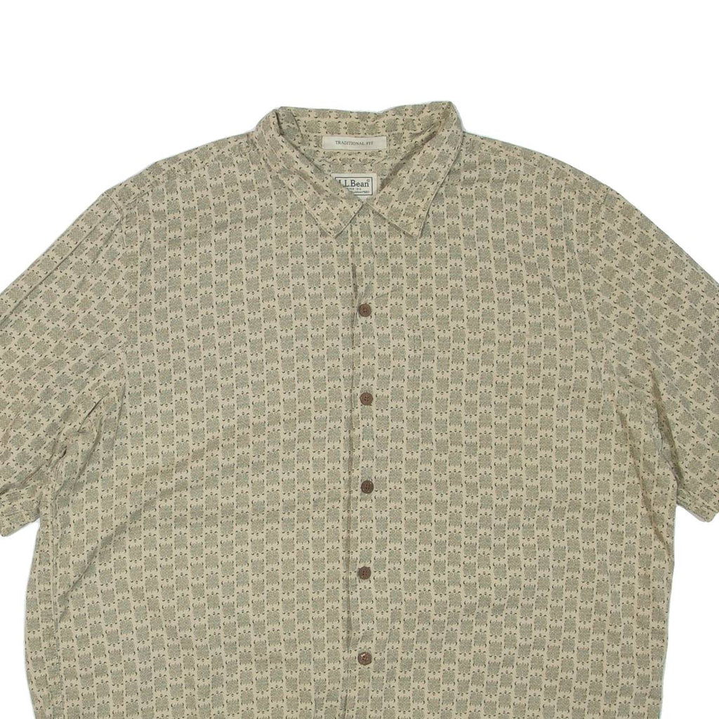 L.L.BEAN Mens Shirt Beige Spotted L