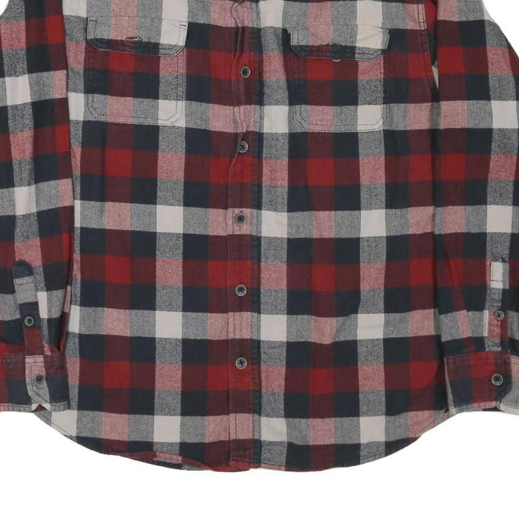 JACHS Mens Red & Black Check Shirt L Cotton Blend Classic Flannel Long Sleeve