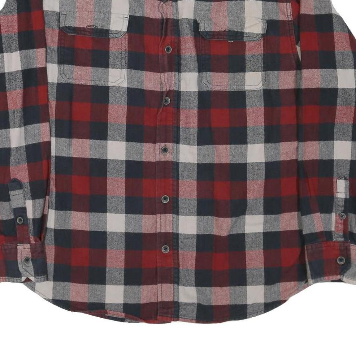JACHS Mens Red & Black Check Shirt L Cotton Blend Classic Flannel Long Sleeve