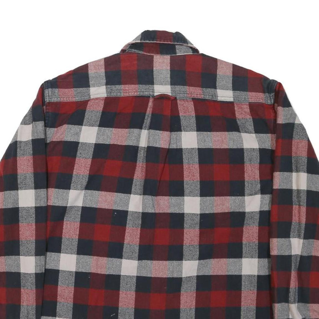 JACHS Mens Red & Black Check Shirt L Cotton Blend Classic Flannel Long Sleeve