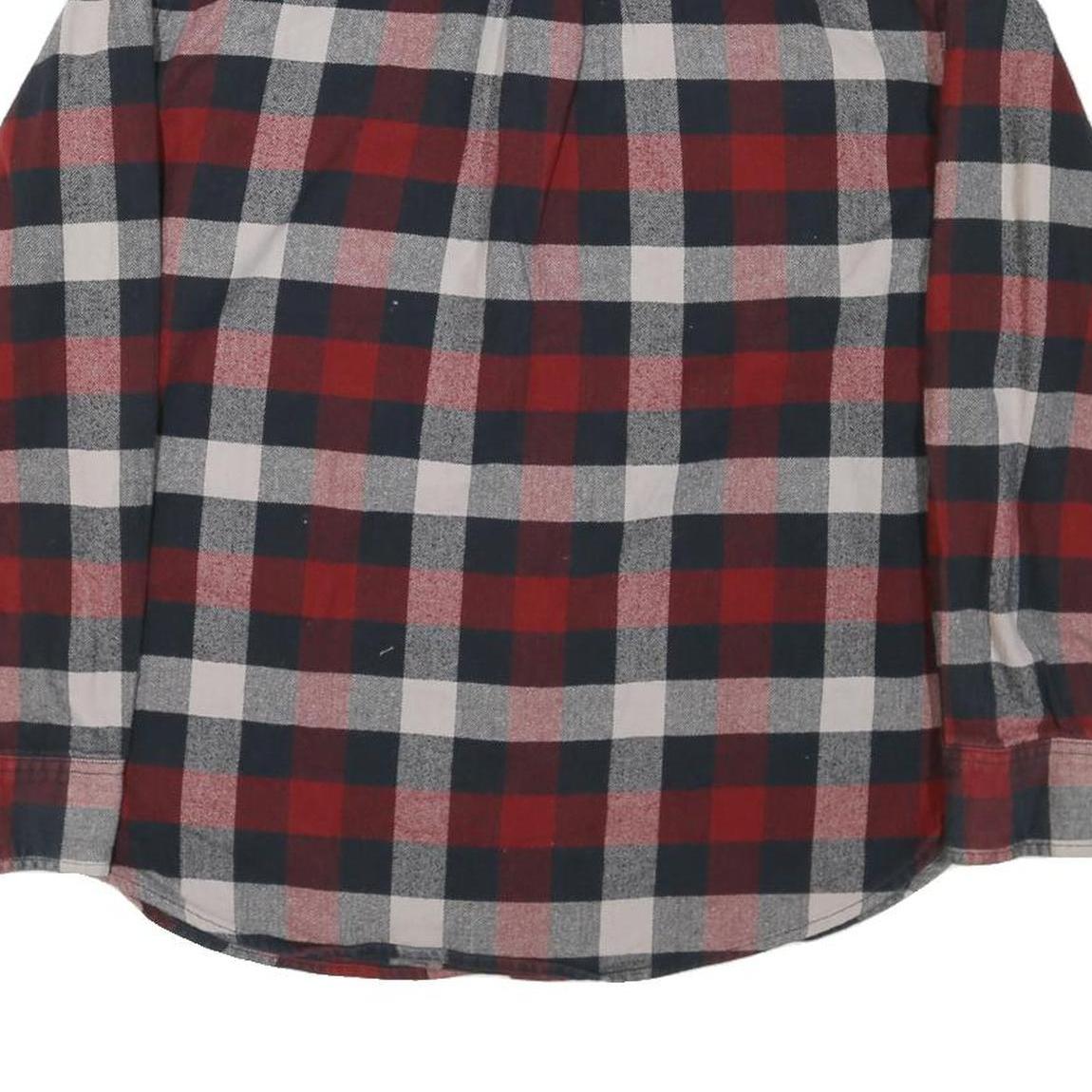 JACHS Mens Red & Black Check Shirt L Cotton Blend Classic Flannel Long Sleeve
