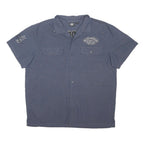 HARLEY DAVIDSON Mens Blue Cotton Blend Short Sleeve Shirt 2XL Motorcycle Graphic