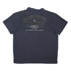 HARLEY DAVIDSON Mens Blue Cotton Blend Short Sleeve Shirt 2XL Motorcycle Graphic