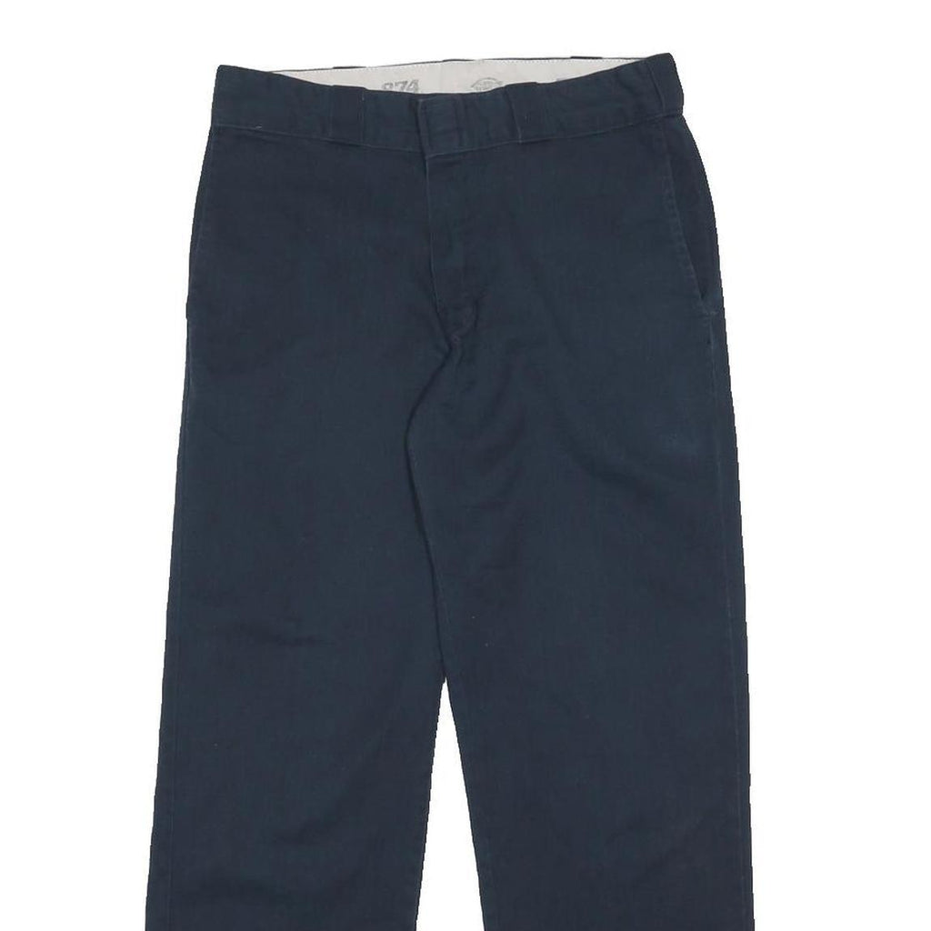 DICKIES Mens Regular Fit Black Cotton Blend Zip Trousers W32 L30 Workwear Casual