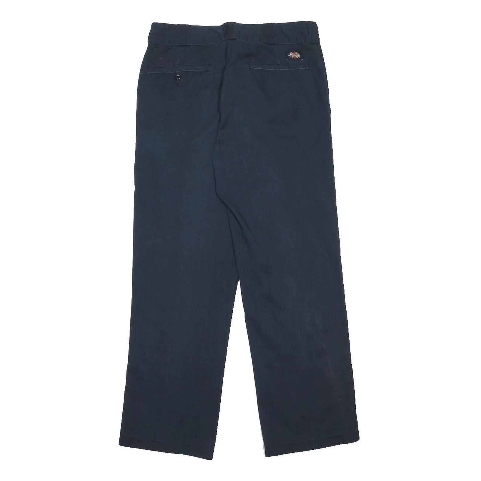 DICKIES Mens Regular Fit Black Cotton Blend Zip Trousers W32 L30 Workwear Casual