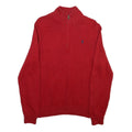 POLO RALPH LAUREN Mens Red Pullover Plain Crew Neck Basic Knit M Cotton Blend