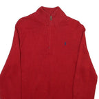 POLO RALPH LAUREN Mens Red Pullover Plain Crew Neck Basic Knit M Cotton Blend