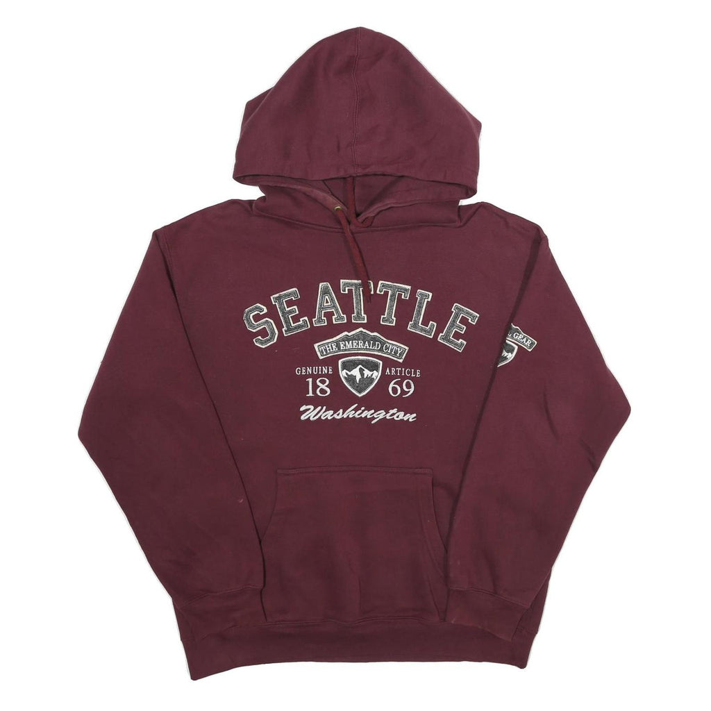 PRAIRIE MOUNTAIN Mens Maroon Seattle Pullover Hoodie L Cotton Blend