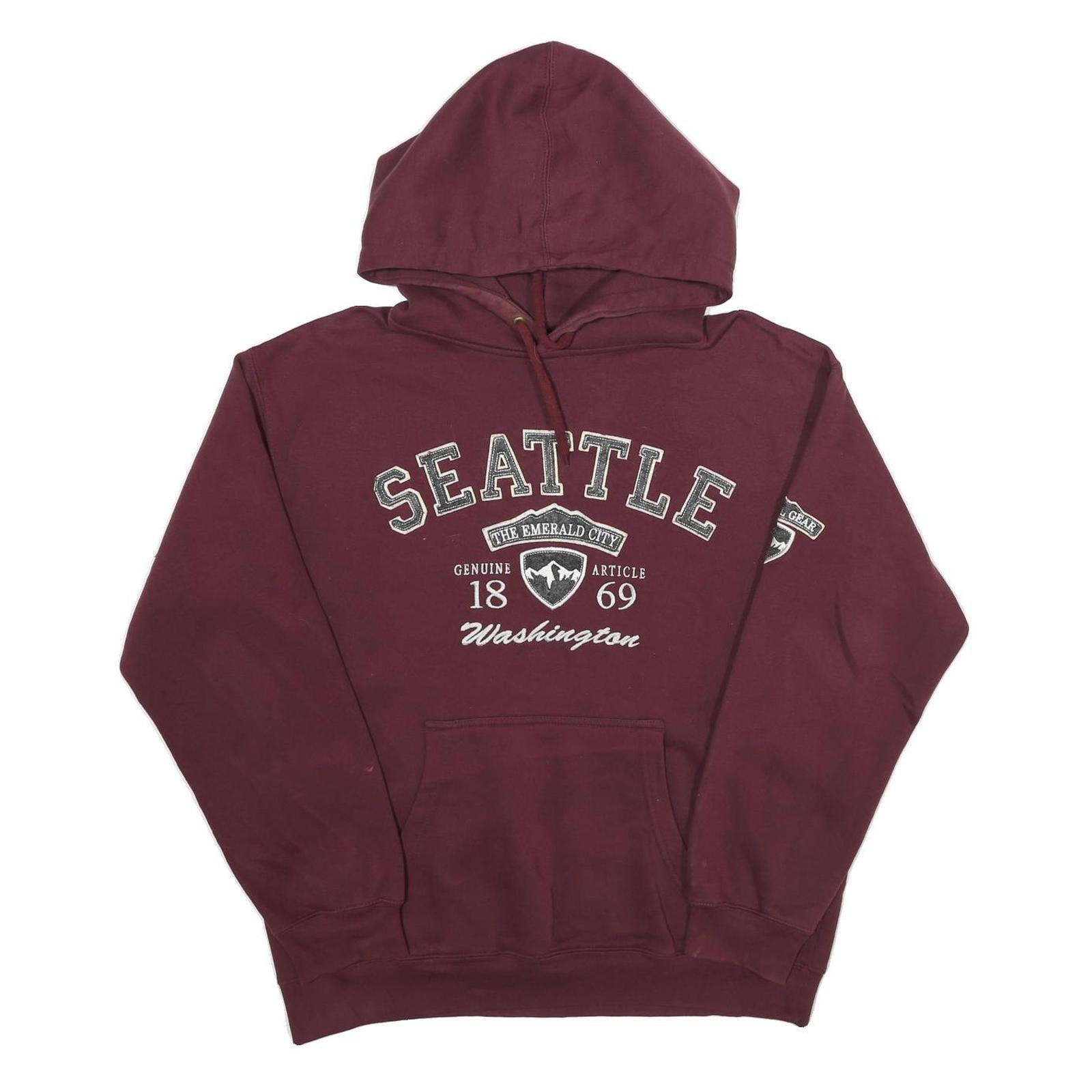 PRAIRIE MOUNTAIN Mens Maroon Seattle Pullover Hoodie L Cotton Blend