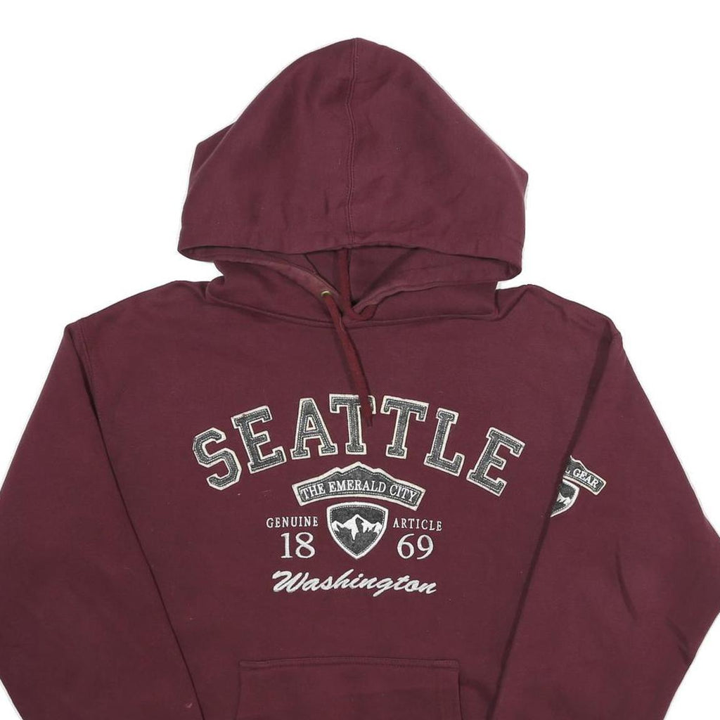 PRAIRIE MOUNTAIN Mens Maroon Seattle Pullover Hoodie L Cotton Blend