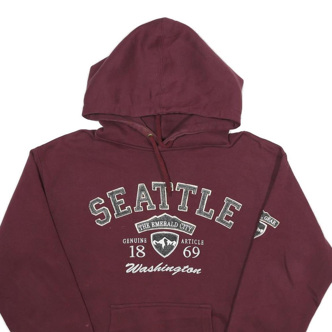 PRAIRIE MOUNTAIN Mens Maroon Seattle Pullover Hoodie L Cotton Blend