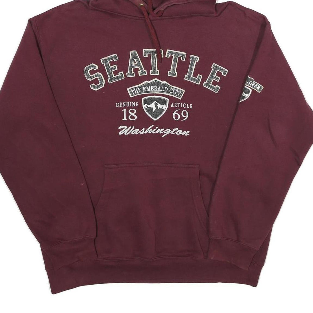 PRAIRIE MOUNTAIN Mens Maroon Seattle Pullover Hoodie L Cotton Blend
