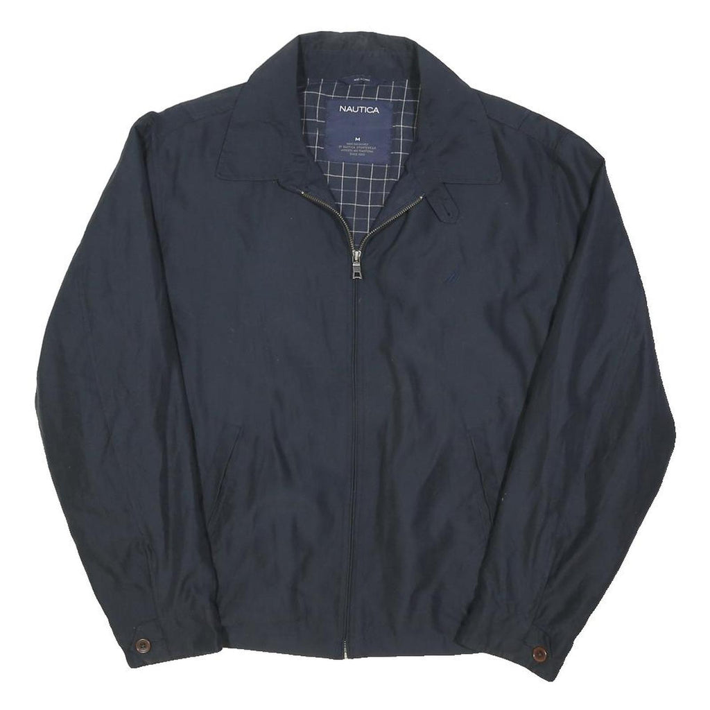NAUTICA Mens Navy Blue Cotton Blend Jacket M Plain Zip Casual Lightweight
