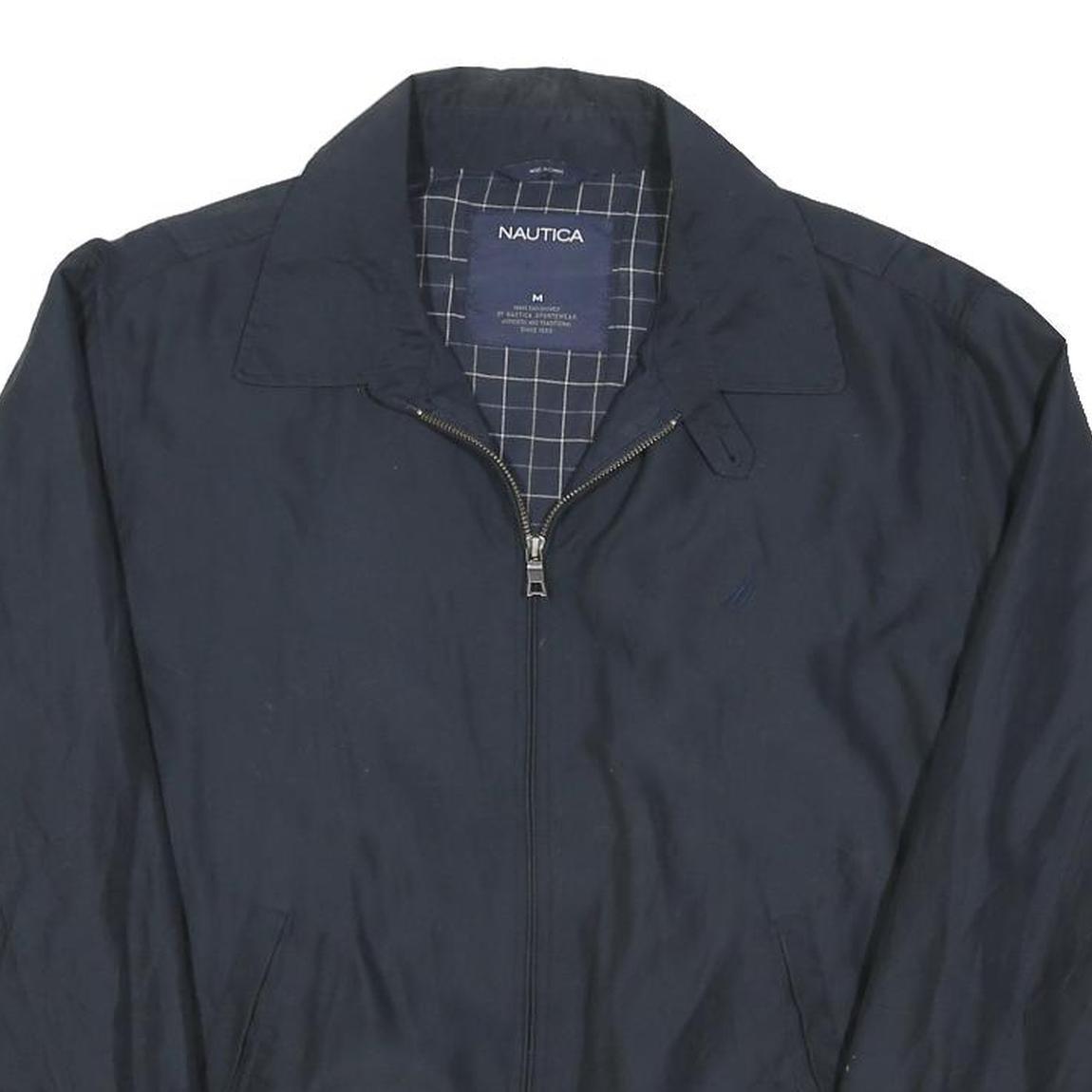 NAUTICA Mens Navy Blue Cotton Blend Jacket M Plain Zip Casual Lightweight