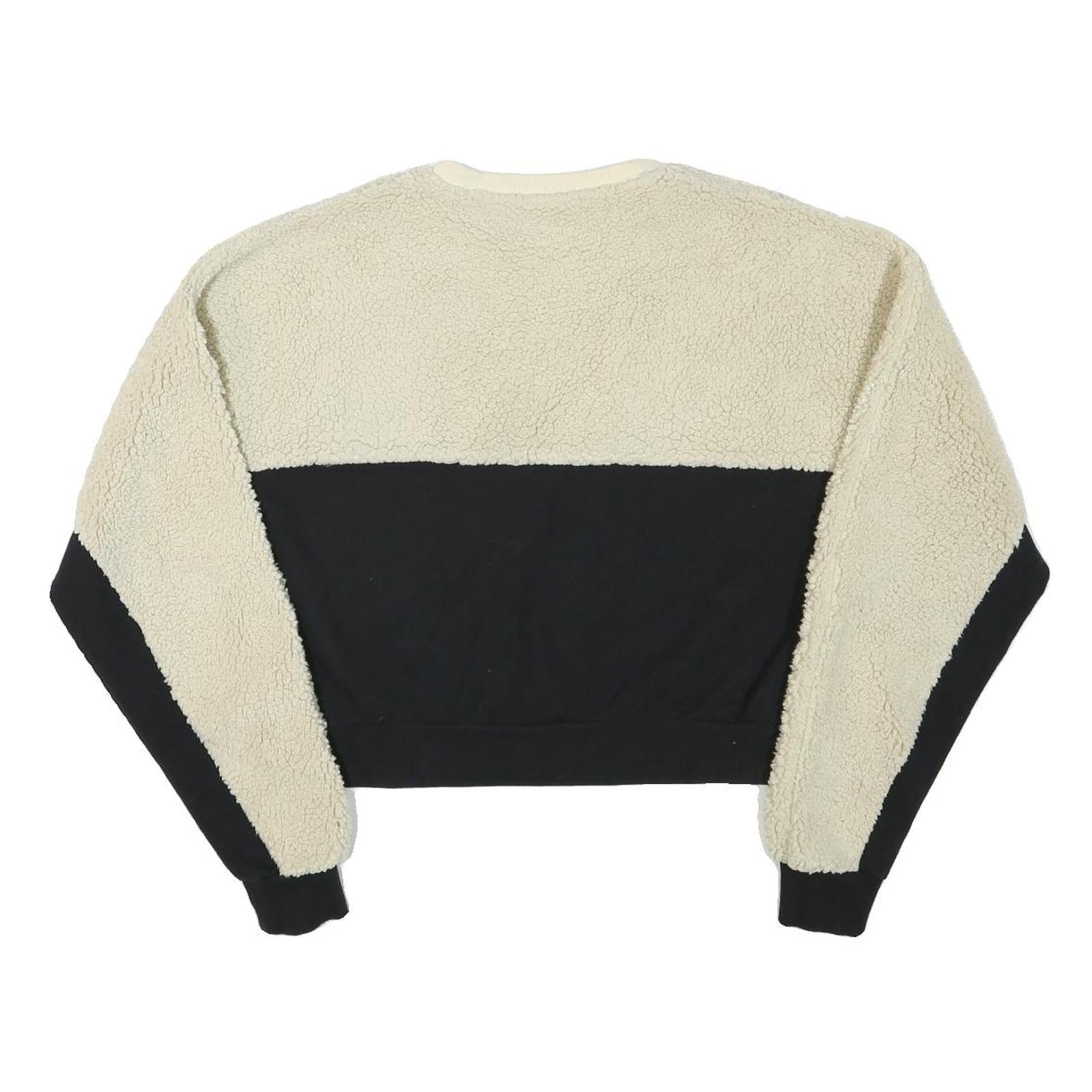 FILA Womens Cream & Black Crew Neck M Polyester Blend Cropped Sweatshirt