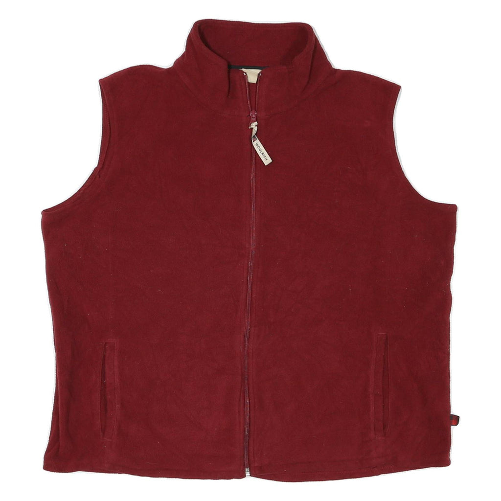 WOOLRICH Womens Red Zip Fleece Vest XL Polyester Sleeveless Casual Outdoor Layer