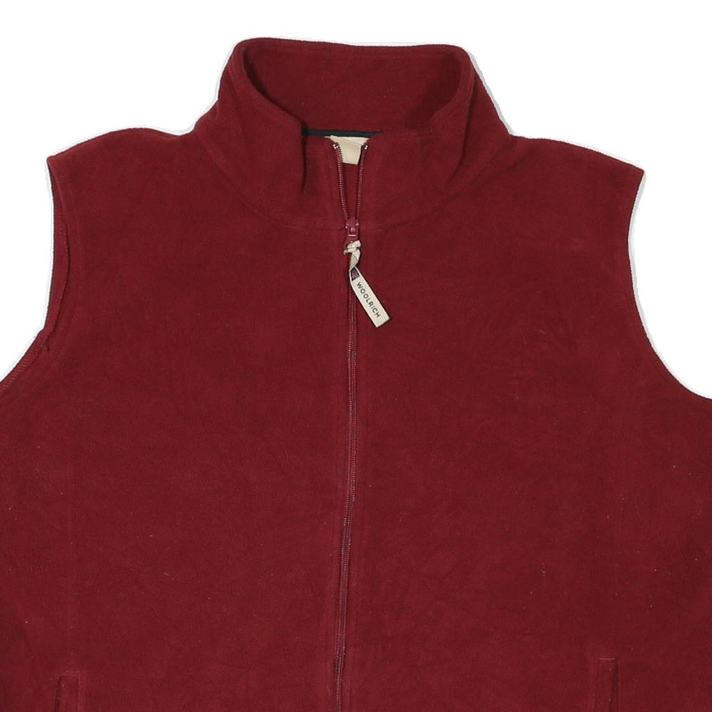 WOOLRICH Womens Red Zip Fleece Vest XL Polyester Sleeveless Casual Outdoor Layer