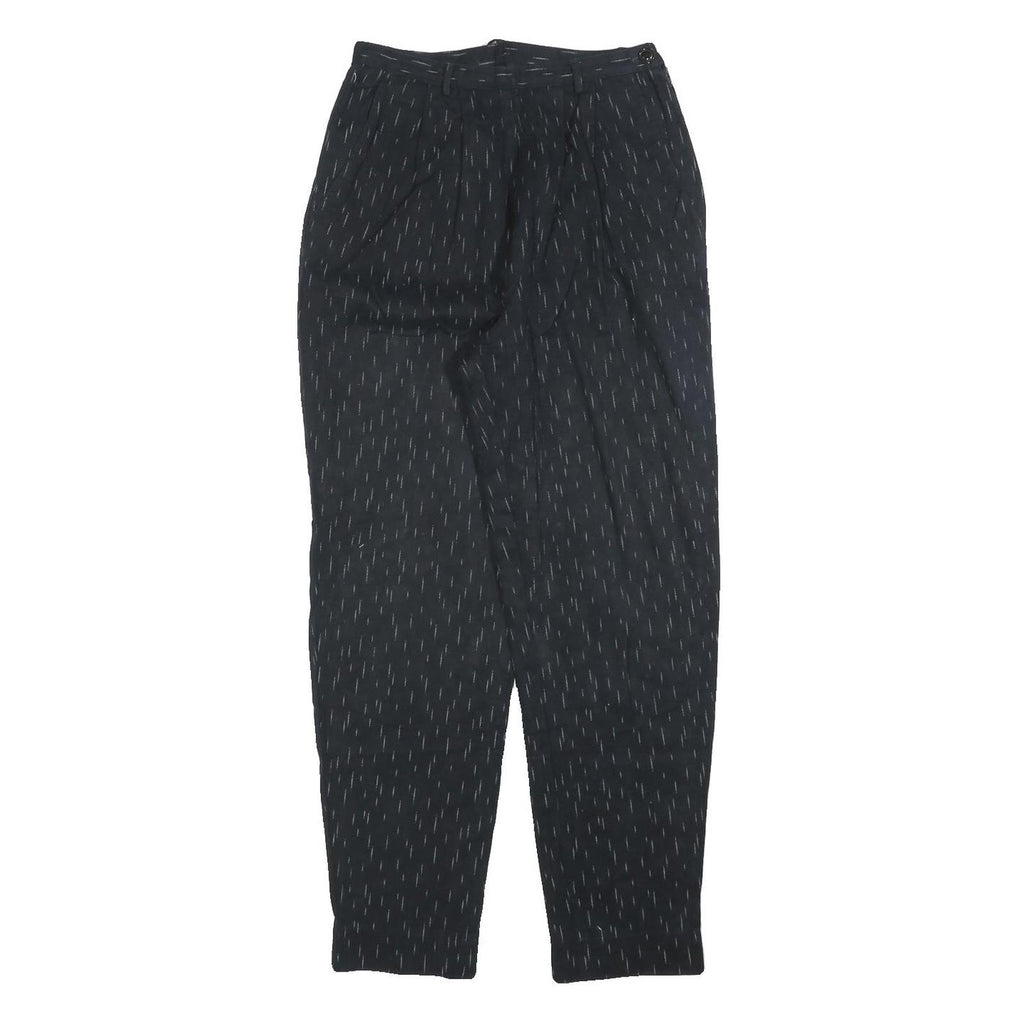 Womens Black Pinstripe Regular Fit Straight Leg Trousers W25 L28 Cotton Blend
