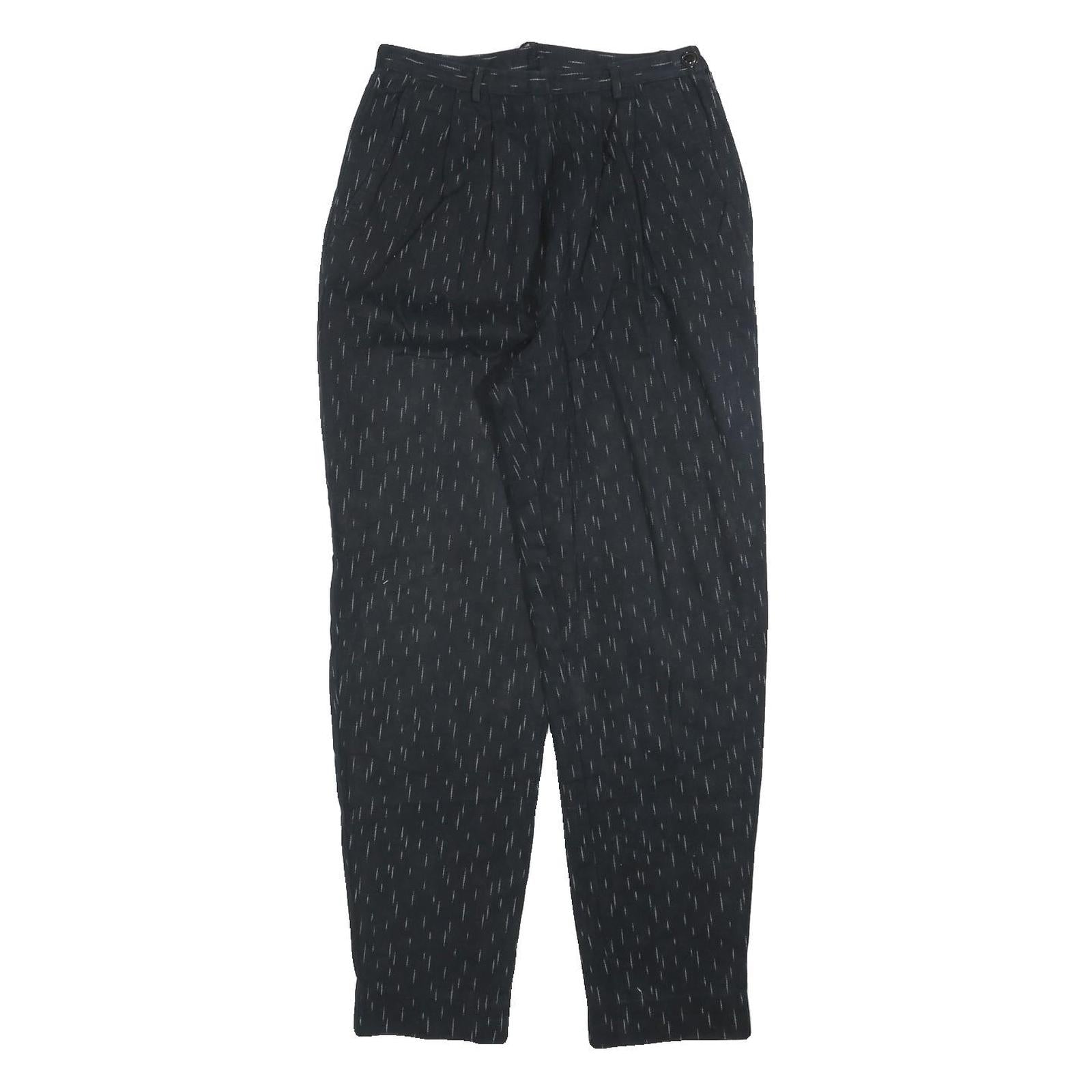 Womens Black Pinstripe Regular Fit Straight Leg Trousers W25 L28 Cotton Blend
