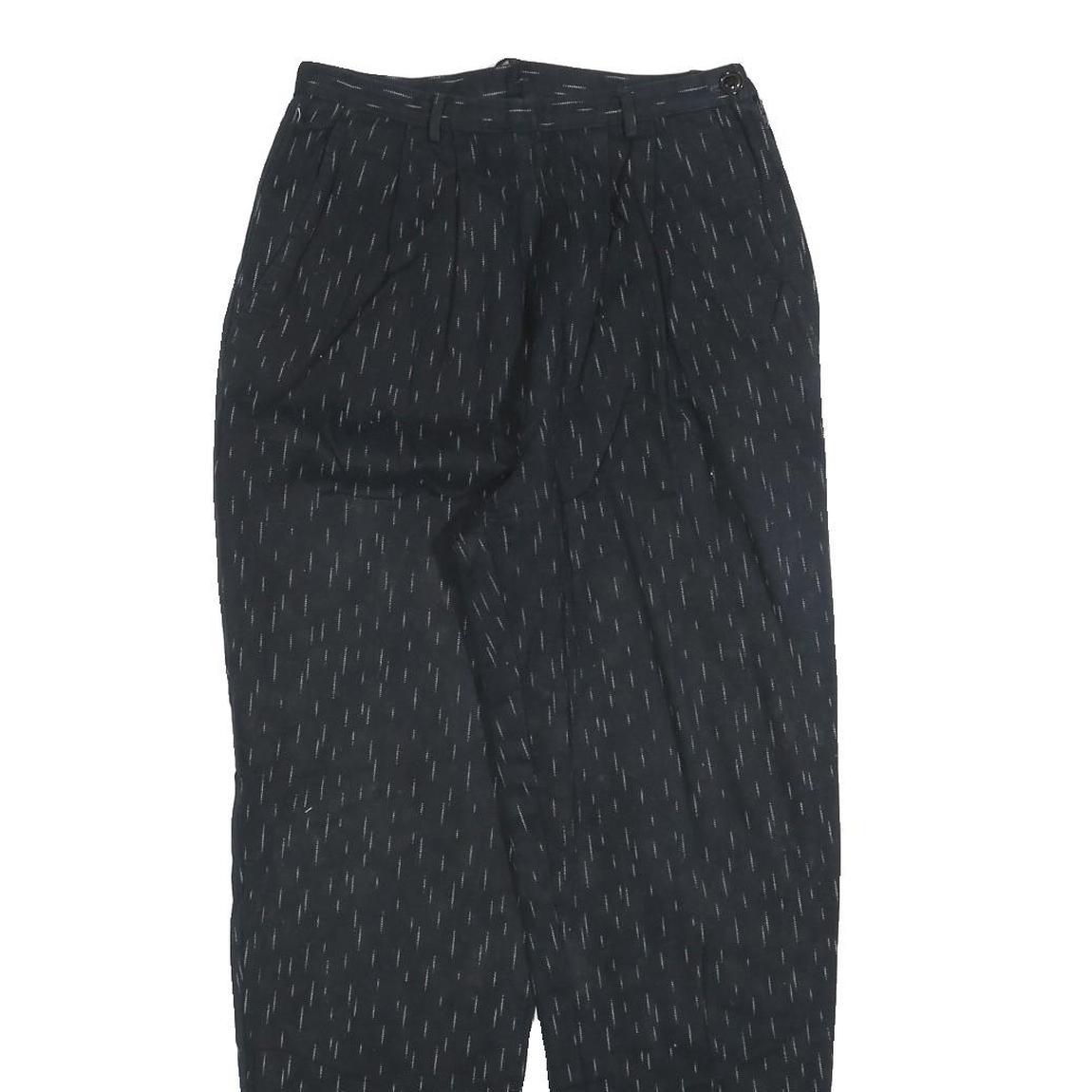 Womens Black Pinstripe Regular Fit Straight Leg Trousers W25 L28 Cotton Blend