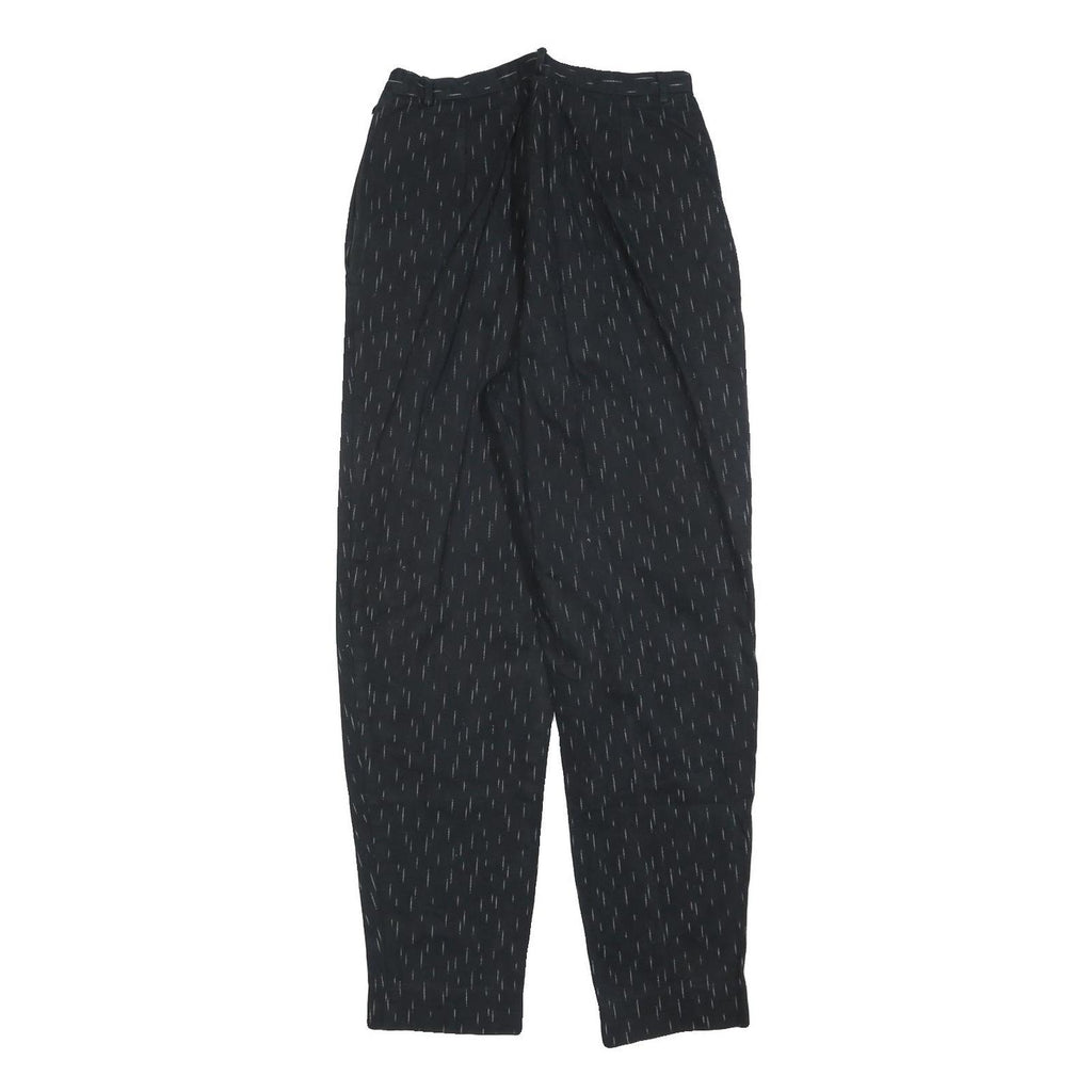 Womens Black Pinstripe Regular Fit Straight Leg Trousers W25 L28 Cotton Blend