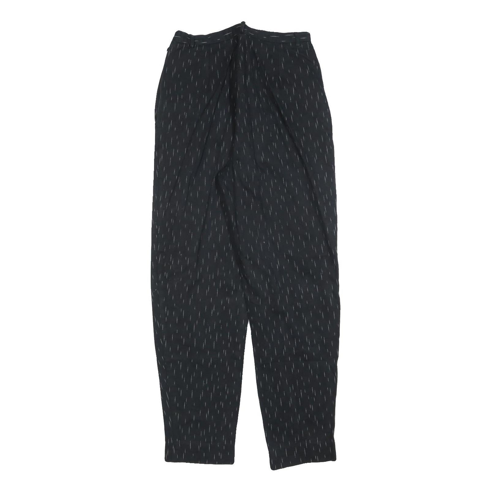 Womens Black Pinstripe Regular Fit Straight Leg Trousers W25 L28 Cotton Blend