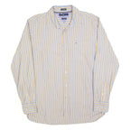 TOMMY HILFIGER Mens Blue & Yellow Stripe Shirt L Classic Fit Button Up