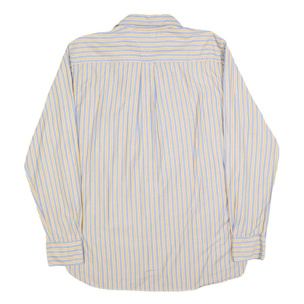 TOMMY HILFIGER Mens Blue & Yellow Stripe Shirt L Classic Fit Button Up